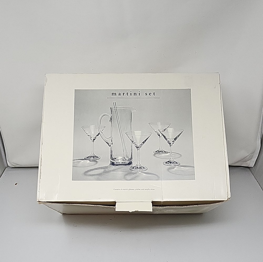 New In Box Pier 1 Martini Set Cocktail Glasses